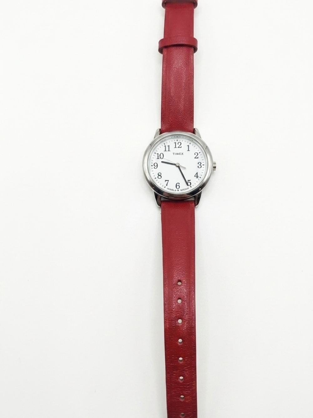 Timex Easy Reader Indiglo Watch - Red Leather Strap